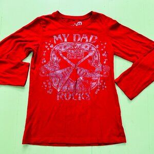 The Children's Place Red Long Sleeved Graphic Tee "My Dad Rocks" Top Red Silver